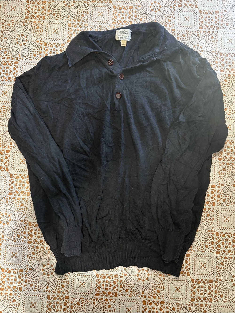 Mondo Nordstrom Made in Italy Black Polo Sweater Men’s XL 54